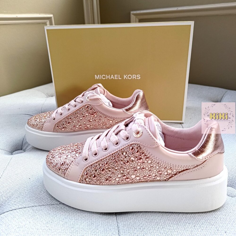 Michael Kors Romey Embellished Platform Sneaker Pink 49F5RMFS1S - Picture 11 of 15